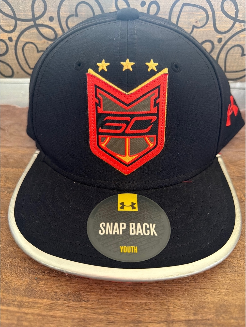 Under Armour Youth Snapback Hat Black and Red SC Logo